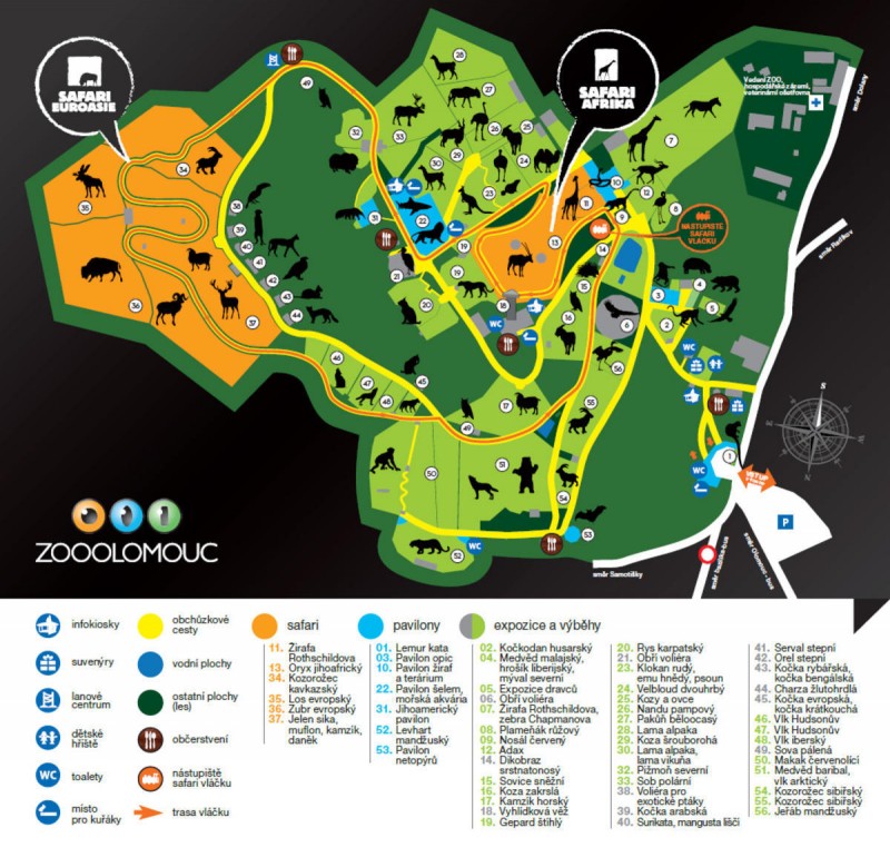Зоопарк Оломоуц карта