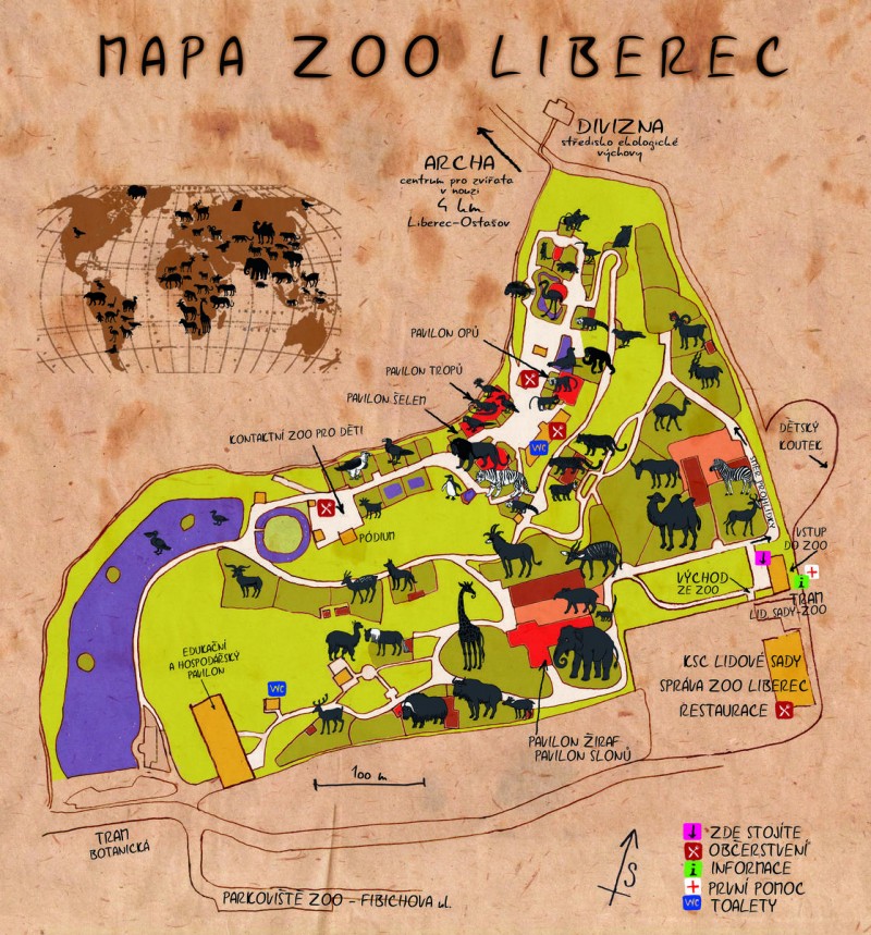 Зоопарк в Либерец карта